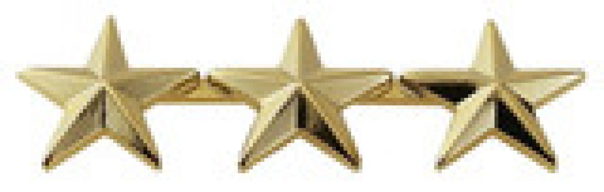 3 STAR COLLAR PINS 5/8" TALL - SOLD IN PAIRS.
